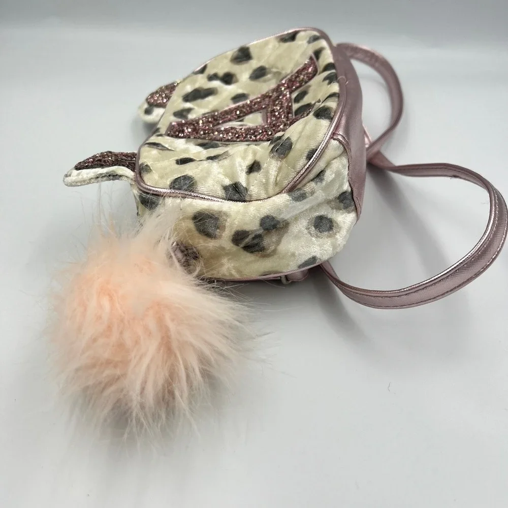 Justice Girls Novelty Cat Ear Crossbody Bag Purse with Initial A in Pink Glitter